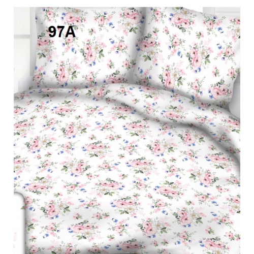 Pościel bawełniana z płótna 160- różowe kwiatuszki 97A